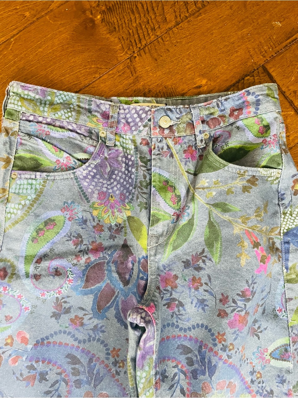 We The Free Floral Paisley Light Blue Green Purple Jeans